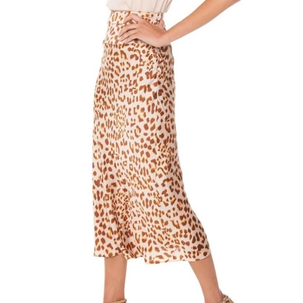 Free People Cream and Brown Pencil Midi Skirt for Cocktail Events